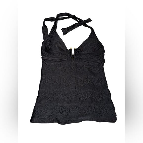 La Blanca NWT Textured Halter Tankini Black Size 4 - Picture 1 of 4